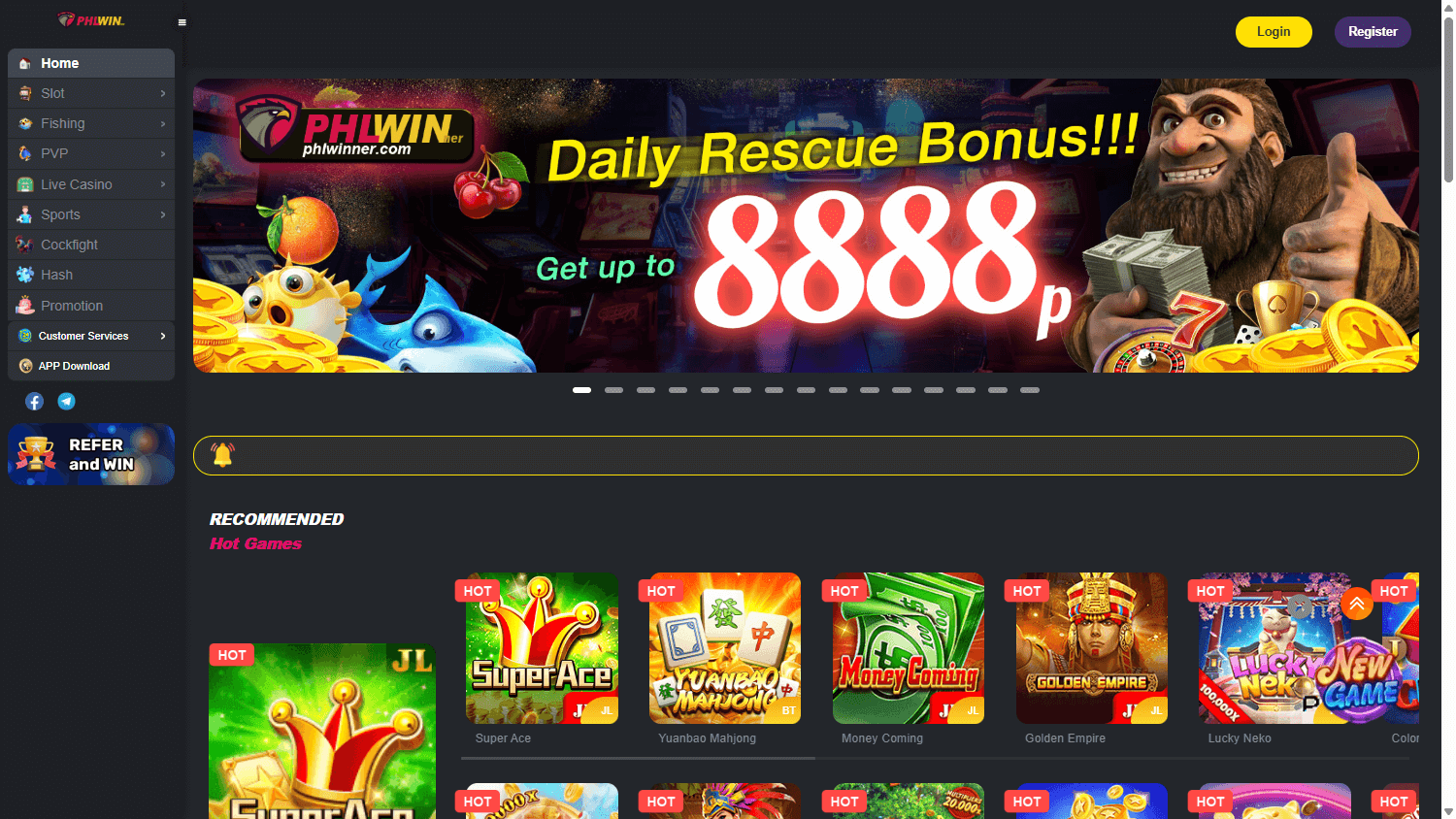 PHLWINner Casino Desktop screenshot